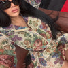 Women's Dress Set Long Sleeve Floral Print Tops Jackets and Mini Skirt Suit Fall Winter Two 2 Piece Sets Outfits