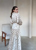 Spring Autumn Casual White Polka Dot Dress Women's Elegant Loose Satin Long Sleeve Midi Dress