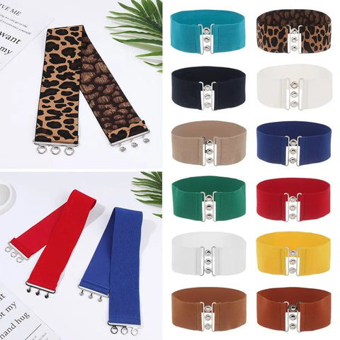 1pc Women Casual Stretch Ladies Metal Buckle Waistband Dress Cummerbands Waist Band Wide Elastic Belt Accessory
