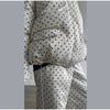 Casual Women's Polka Dot Padded Cotton Coat Pant Suit Hooded Full Sleeve Zipper Coats Straight Pants Winter Lady Ski Set