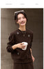 Two Pieces Set Woman Winter Casual Embroidery Sweatshirt Wide Leg Pants Fleece Lined Knitted Women Clothes Sets A3288