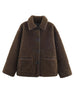 Women Lapel Single Breasted Pocket Decoration Long Sleeve Warm Jacket Female Autumn Winter Casual Street Jackets