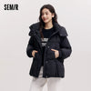 Mid-Length Down Jacket Women Loose Fit Hooded Textured Coat Women winter coats Casual Warm Style