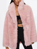 Thicken Faux Fur Short Coats Women Solid Warm Long Sleeves Lapel Loose Fluffy Overcoats Lady Winter High Street Outerwear