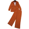 Spring Autumn Small Suit Set Two Piece Set Women's Casual Lapel Blazer Coats Suit Straight Leg Pants Suit 2 Pice Set Streetwear