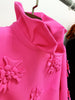 High Street Designer Women's Flare Sleeve 3D Flowers Appliques Dress