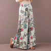 Women Floral Print Wide Leg Pants Spring Autumn Drawstring Bohemia Trousers Ladies Casual Loose Elastic Waist Pantalon