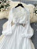 Spring Autumn Elegant Dress for Women French Mushroom Edge Crimping Loose Chiffon Long Sleeve Long Dress C141