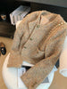 Vintage Tweed Jacket Women Elegant Cropped Coat Korean Long Sleeve Outerwear Fall Winter Ladies Single Breasted Chic Blazer