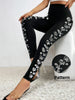 Women‘s Black Leggings with Butterfly Side Design, High Waist Sparkling Rhinestone Leggings, Stretchy for Streetw