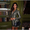 Snake Print V-Neck Blazer Long Sleeve Skirt Set Slim Fit Autumn Women Chic Outfit Casual Lady Two Piece Suit