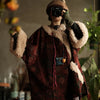 Women Corduroy Print Floral Parkas Red Winter Coats Warm Patchwork Wool Plus Cotton Women Loose Pullover Parkas