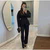 Elegant V-neck Blazers Coat Pants Set Women Solid Single Button Suit Coats Straight Long Trousers Spring Office Lady Outfit