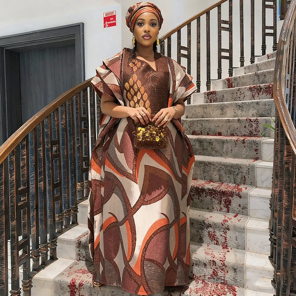 African Dresses for Women Traditional Africa Clothing Dashiki Ankara Bazin Gown Abayas Robe Muslim Kaftan Maxi Long Dress