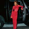 Mesh Hollow Slim Party Sexy Dresses Elegant Pleated Bodycon Maxi Long Dress Women Autumn Winter Dress Vestidos