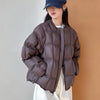 Winter Fluffy Puffer Jacket Women Thicken Warm Oversized Baseball Collar 90% White Duck Down Short Casual Coat