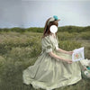 Japanese Sweet Lolita Style Women Dress Cute Bow Puff Sleeve Cosplay Patchwork Dresses Kawaii Girl Y2k Robe Vestido