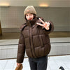 Winter Women Thicke Cotton Coat Loose Hooded Puffer Jacket Cropped Down Cotton Padded Coat Female Parkas Outwear