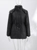 Solid Zipper Drawstring Puffer Jacket Quilted Water-Resistant Loose Winter/Fall Warm Women Outerwear Daily Causal Lady Coat