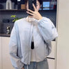 Korean Version Simple Women's Round Neck Solid Color Short Coat Spring Female Casual Loose Jacket Joker Little Overwear