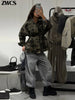 Camouflage Stand Collar Jackets Women's Casual Zipper Drawstring Waist-cinching Pockets Coat Autumn Ladies Outwear
