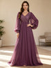 Elegant V-Neck Sequined Chiffon Evening Dress Glittering Formal Gown for Women for Weddings Celebrations Partie