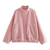 Woman Loose Gray Warm Baseball Jacket Autumn Casual Oversized Bomber Jacket Girls Vintage Thick Warm Outwear