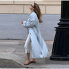 Solid Belted Maxi Trench Coats Women's Loose Full Sleeves Single-breasted Lace-up Windbreak Ladies Early Autumn Outwear