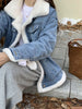 Add Velvet Padded Warm Denim Jacket Female Winter Long Sleeve Short Coat Lamb Cashmere Cotton-padded Jacket Female