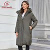 Women Winter Coat Long Thick Parkas Zip Up Warm Female Outwear Slant Pocket Drawstring Hem Women's Jackets 1107
