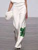Women Floral Printed 2 Piece Sets High Neck One-shoulder Asymmetric Vest Tops & High Waisted Straight Leg Pants