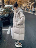 Long Thickened Down Cotton Bread Style Coat Women's Winter Outerwear Korean Loose Long Knee Length Solid Hooded Jacket