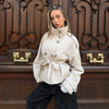 Women's Coats Jacket Double Breasted Belted Cropped Trench Coat Stand Collar Long Sleeve Casual Outerwear For Ladies
