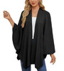 Elegant Shawl Wraps Soft Open Front Poncho Sweater Women Loose V-Neck Cape Casual Solid Color Soft Open Front Poncho Bat Shirt