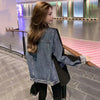 Spring Autumn Cowboy Stitching Blazer Jacket Women Long Sleeved Casual Suit Coat Female Slim Blazer Outerwear Lady Tops