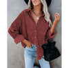 Winter Clothes Women Corduroy Long Sleeve Casual Shirt Button Women Coat Overshirt Loose Comfortable Coat Female