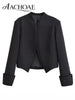 Women Baroque Cropped Jacket Military Inspired Structured Shoulder Asymmetric Hem Elegant Short Blazer Jacket Outerwear