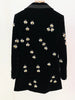 High Street F/W Designer Jacket Women's Single Button Rhinestone Diamonds Beaded Bee Velvet Long Blazer