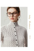 Autumn Women's Cardigan 100% Cashmere Knitted Sweater Chic Tops Female Causal Turtleneck Collar Loose Size Jacket Coat