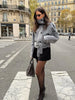 Grey Lace Up Short Woolen Coat Women Chic Solid Stand Collar Double Breasted Pocket Slim Jacket Lady Commute Street Wear
