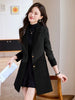 Women Stripe Stitching Woolen Blazer Coat Long Sleeve Jacket Office Ladies Work Wear Blazers Female Windbreakers Outerwear