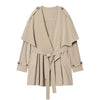 Shawl Collar Lace Up Trench Coats For Women Spring Chic Long Sleeve Windbreaker Jacket Lady High Street Outerwear