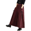 Women's Retro Corduroy High Waist Pants Autumn Winter Slim A-Line Wide Leg Trousers with Pockets Lace-Up Clothes