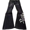 Y2K Micro La Retro Wide Jeans Leg Pants High Waist Harajuku Loose Embroidered Women Jeans with Rock Punk Style