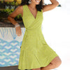 Dresses for Women Casual Plus Size Women's Floral Wrap V Neck Midi Dress A Line Swing Cap Sleeve Midi Vestidos De Fiesta
