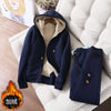 Sports Leisure Set Women's Zipper Solid Coat Women's Autumn/Winter Korean Edition Student Plush Thickened Hoodie Set