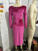 Elegant Velvet Swing Collar Dress for Women's Ruched Split Solid Office Lady Long Sleeve Slim Vintage Casual Wedding Guest Dress