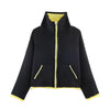 Autumn Casual Jacket Coat Contrast Color Design Long Sleeve Zipper Jackets For Women Streetwear Casual Outerwear