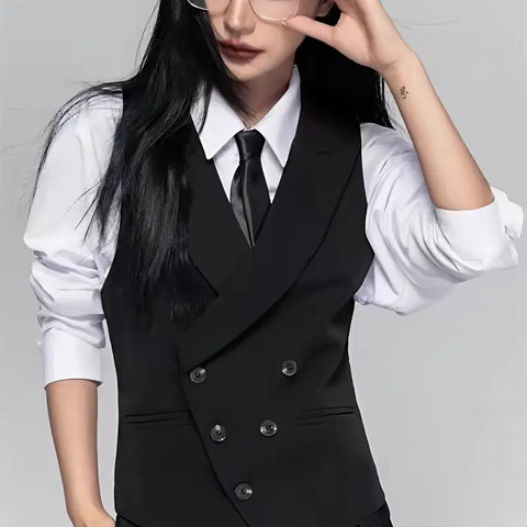 women's casual suits with a lapel collar, business vest, British style sense, gun lapel collar, slim fit vest, jacket