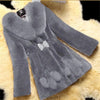 Autumn/Winter Imitation Fur Coat Middle Aged Mother Thicken Warm Fur Collar Coats Women's Medium Length Slim Overcoat